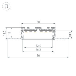 Профиль KLUS-POWER-W50Н16-F-HIDE-2000 (Arlight, Алюминий) 028917