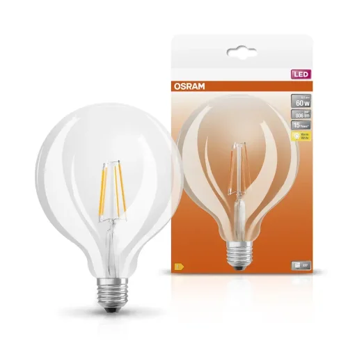 Лампа светодиодная филаментная 6.5W/2700K (=60W) E27 | GLOBE 125 | LED Star 4Y FILAMENT | - OSRAM. Фото 2