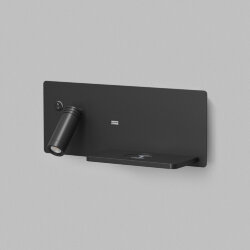 Светильник настенный CHARGELUX, с функцией беспроводной зарядки, USB-A, 3Вт+8Вт, 3000К, правый, алюминий, черный, Denkirs DK5093-BK