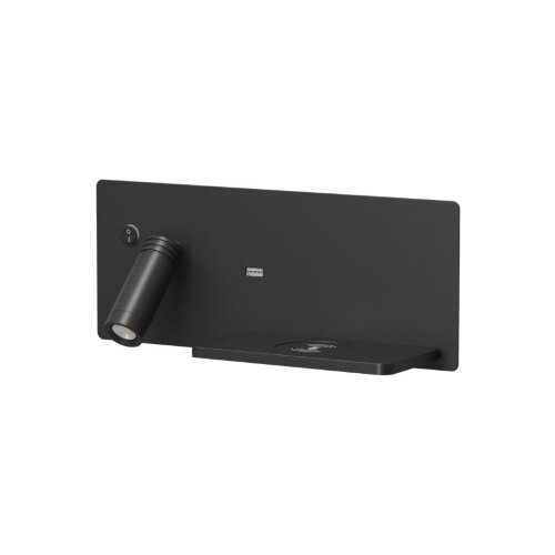 Светильник настенный CHARGELUX, с функцией беспроводной зарядки, USB-A , 3Вт+8Вт, 3000К, правый, алюминий, черный. Фото 4