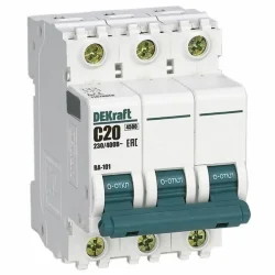 Выключатель автоматический модульный 3п C 20А 4.5кА ВА-101 DEKraft 11079DEK
