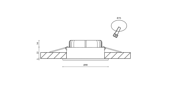 Светильник светодиодный потолочный встраиваемый наклонный, серия FA, Белый, 15,8Вт, IP54, Теплый белый (3000К), FA-NIA-179712EA-WH-WW. Фото 3