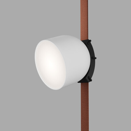 DK5642-WH+BK Поворотный светильник для трека-ремня Belty Smart, серия Spot, со светодиодом, D100*H107мм, 48V DC, 12W, RA90, 120°, 3000-5700K, IP20, белый с черным, алюминий.
