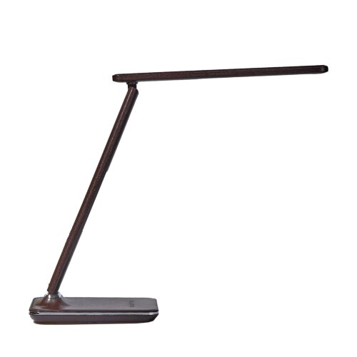 TLD-551 Brown-LED-450Lm-3000-6000K-Dimmer-USB Светильник настольный c часами, календарем, термометром, 9W, Сенсорный выключатель, Коричневый стилизован под кожу. - фото 2