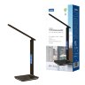 TLD-551 Brown/LED/450Lm/3000-6000K/Dimmer/USB Светильник настольный c часами, календарем, термометром, 9W. Сенсорный выключатель. Коричневый (стилизован под кожу) - фото