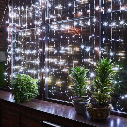 ULD-C3020-264-TTK WHITE IP44 Занавес светодиодный с эффектом мерцания, 3х2м, 264 светодиода, Белый свет, Провод прозрачный, TM Uniel - фото 13