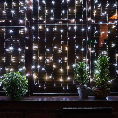 ULD-C3020-264-TTK WHITE IP44 Занавес светодиодный с эффектом мерцания, 3х2м, 264 светодиода, Белый свет, Провод прозрачный, TM Uniel - фото 14