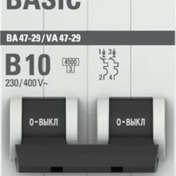 Выключатель автоматический модульный 2п B 10А 4.5кА ВА 47-29 Basic EKF mcb4729-2-10-B