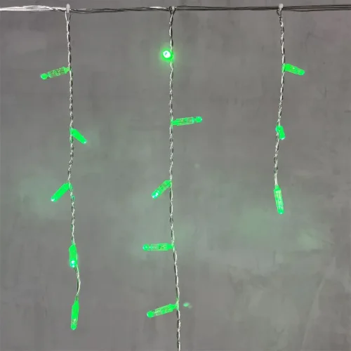 Гирлянда Бахрома с Колпачком 3,1 x 0,5 м Зелёная 220В, 120 LED, Провод Прозрачный ПВХ, IP65. Фото 2.