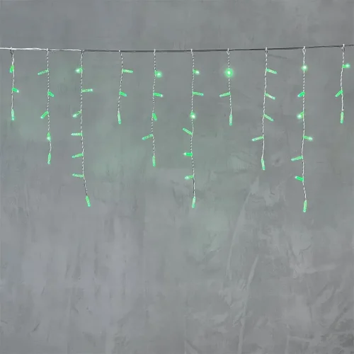 Гирлянда Бахрома с Колпачком 3,1 x 0,5 м Зелёная 220В, 120 LED, Провод Прозрачный ПВХ, IP65. Фото 6.