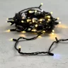Гирлянда Нить 10м Тепло-Белая с Мерцанием Белого Диода 24В, 75 LED, Провод Черный Каучук, IP65. Фото 5.