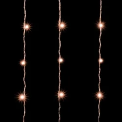 Гирлянда Занавес Облегченный 2 x 2 м Экстра Тепло-Белый с Мерцанием Белого Диода 220В, 400 LED, Провод Прозрачный ПВХ, IP54