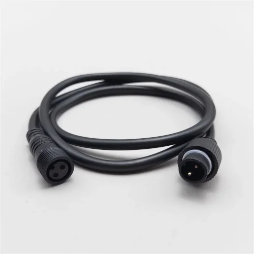 Соединитель 1м для Бахромы, Занавесов и Нитей 220В, Провод Черный Каучук, IP65. Фото 2.