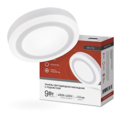 Панель светодиодная накладная круглая NRLP-BL 9Вт 230В 4000К 540Лм 145мм с подсветкой белая IP20 IN HOME