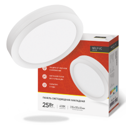 Панель светодиодная накладная круглая NRLP-VC 25Вт 230В 4000К 2000Лм 205мм белая IP40 IN HOME