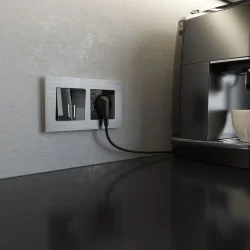 Выключатель двухклавишный проходной с подсветкой (черный акрил) W1122148