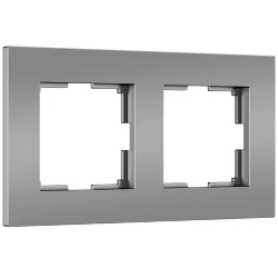 Рамка из поликарбоната на 2 поста Slab серебро софт W0022965