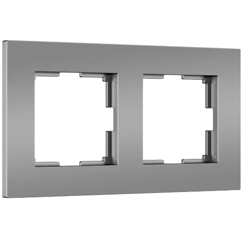 Рамка из поликарбоната на 2 поста Slab серебро софт W0022965 - фото