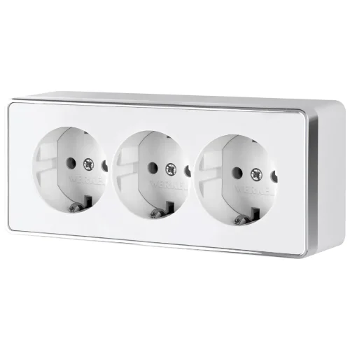 Розетка тройная с заземлением и шторками Gallant белая W5073101 - фото