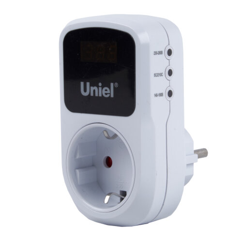 UBR-E35 WHITE Реле напряжения однофазное, 16А, 3500Вт, с заземлением, Белый, TM Uniel - фото 3