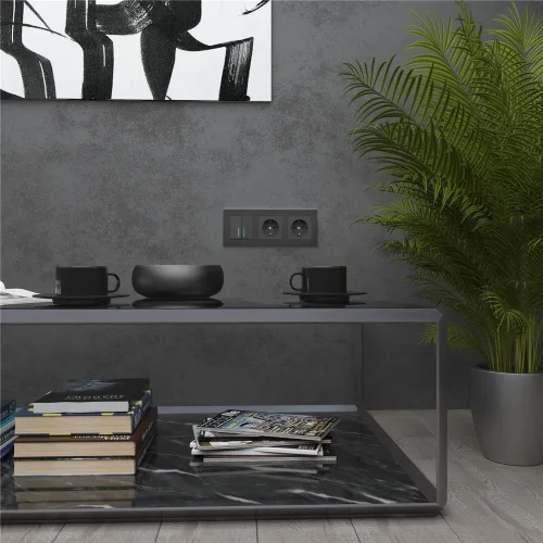 Рамка из металла на 3 поста Аluminium черный алюминий W0031708 - фото 3