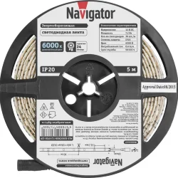 Лента светодиодная 71 766 NLS-5050CW30-7.2-IP20-12V R5 7.2Вт/м (уп.5м) Navigator 71766