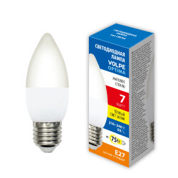LED-C37-7W-3000K-E27-FR-SLS Лампа светодиодная, Форма свеча, матовая, Теплый белый свет 3000K
