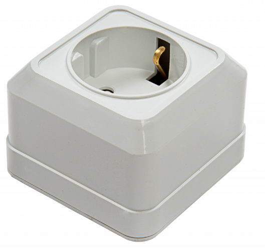 Розетка одинарная с заземлением со шторкой BOLLETO белая накладная 7028х IN HOME - Фото 2