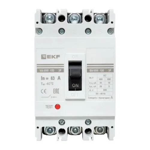 Выключатель автоматический 3п 100/63А 35кА ВА-99М PROxima EKF mccb99-100-63m - фото 2