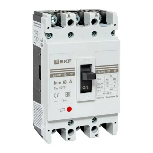 Выключатель автоматический 3п 100/63А 35кА ВА-99М PROxima EKF mccb99-100-63m - фото