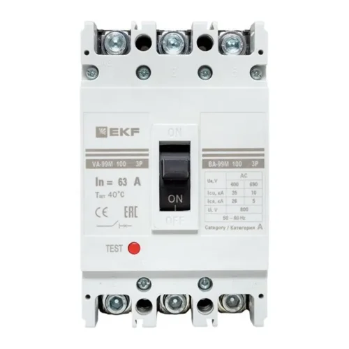 Выключатель автоматический 3п 100/63А 35кА ВА-99М PROxima EKF mccb99-100-63m - фото 2