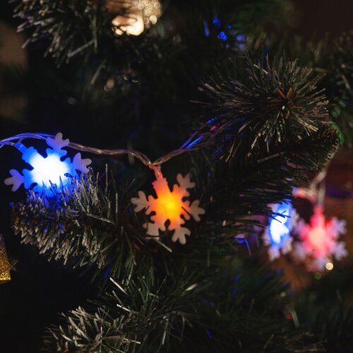 ULD-S0500-050-DTA MULTI IP20 SNOWFLAKES-3 Гирлянда светодиодная Снежинки-3, 5м, 50 светодиодов, Разноцветный свет, Провод прозрачный - фото 7