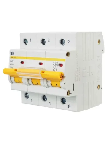 Выключатель автоматический модульный 3п C 32А 10кА ВА47-100 KARAT IEK MVA40-3-032-C - фото 8