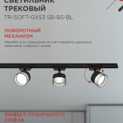 Светильник трековый TR-SOFT-GX53 SB-BS-BL под GX53 дымчатый плафон, черный IN HOME