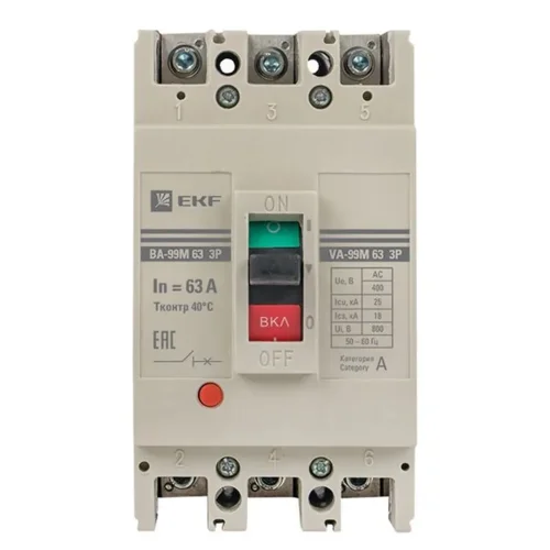 Выключатель автоматический 3п 63/63А 25кА ВА-99М PROxima EKF mccb99-63-63m - фото 2
