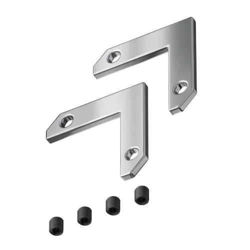 Комплект уголков 90° горизонтальных (2 соединителя + 4 винта) для профиля в натяжной потолок (Серебро) - фото