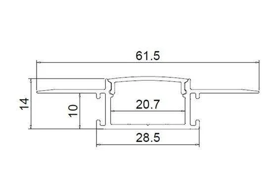 Алюминиевый профиль встраиваемый в гипсокартон 349 (2500*61,5/28,5*14мм с рассеивателем) - фото 2.