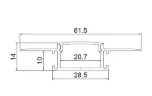 Алюминиевый профиль встраиваемый в гипсокартон 349 (2500*61,5/28,5*14мм с рассеивателем) - фото 2.