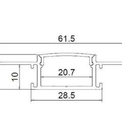 Алюминиевый профиль встраиваемый в гипсокартон 349 (2500*61,5/28,5*14мм с рассеивателем)