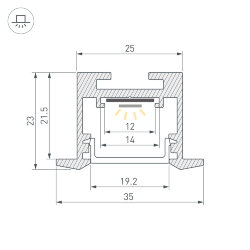 Профиль SL-LINE-3523-F-2500 BLACK (Arlight, Алюминий) 033738