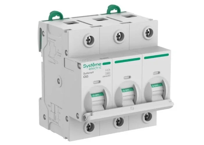 Выключатель автоматический 3п C 63А 10кА Systeme9 400В 27мм SE S9H32363 - фото
