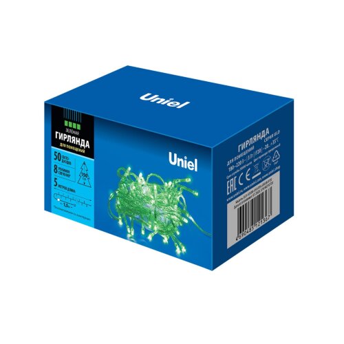 ULD-S0500-050-DTA GREEN IP20 Гирлянда светодиодная с контроллером, 5м, 50 светодиодов, Зеленый свет, Провод прозрачный - фото 8