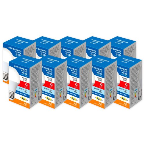LED-A60-9W-4000K-E27-FR-SLS SET10 Лампа светодиодная, Форма А, матовая, Серия Optima, Белый свет 4000K, Упаковка 10 штук - фото 1