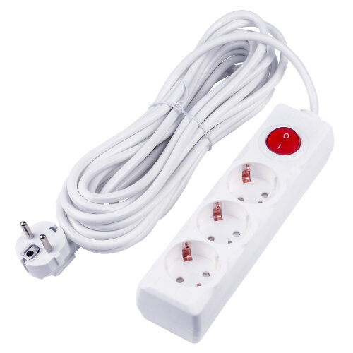 S-GCU3-7B WHITE Удлинитель серии Ultra, шнур 7м., 3 гнезда, 16A, с-з, Белый, TM Uniel - фото 1