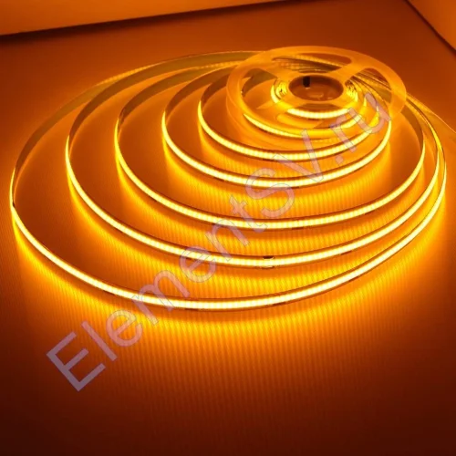 Светодиодная лента COB, 336 chip/m, yellow, 12V, IP20, A236 - фото.