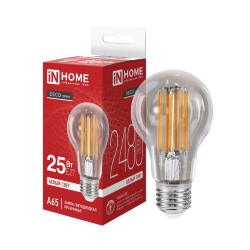 Лампа светодиодная LED-A65-deco 25Вт 230В Е27 4000К 2480Лм прозрачная IN HOME