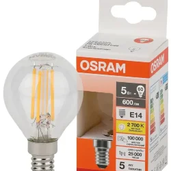 Лампа светодиодная филаментная 5W/2700K (=60W) E14 | Шарик | LED Star 5Y FILAMENT | - OSRAM