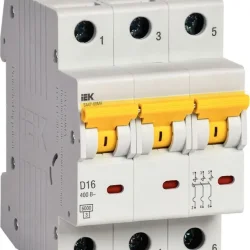 Выключатель автоматический модульный 3п D 16А 6кА ВА47-60МА без тепл. расцеп. KARAT IEK MVA33-3-016-D