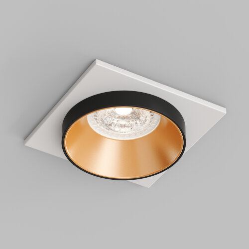 DK2402-GD Встраиваемый светильник, IP 20, 50 Вт, GU10, черный/золотой, алюминий.
