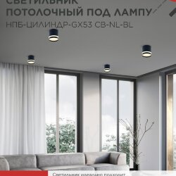 Светильник потолочный НПБ-ЦИЛИНДР-GX53 CB-NL-BL с подсветкой 82x80мм черный IN HOME